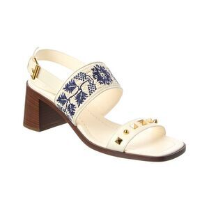 Valentino Rockstud 60 Leather Sandal, White